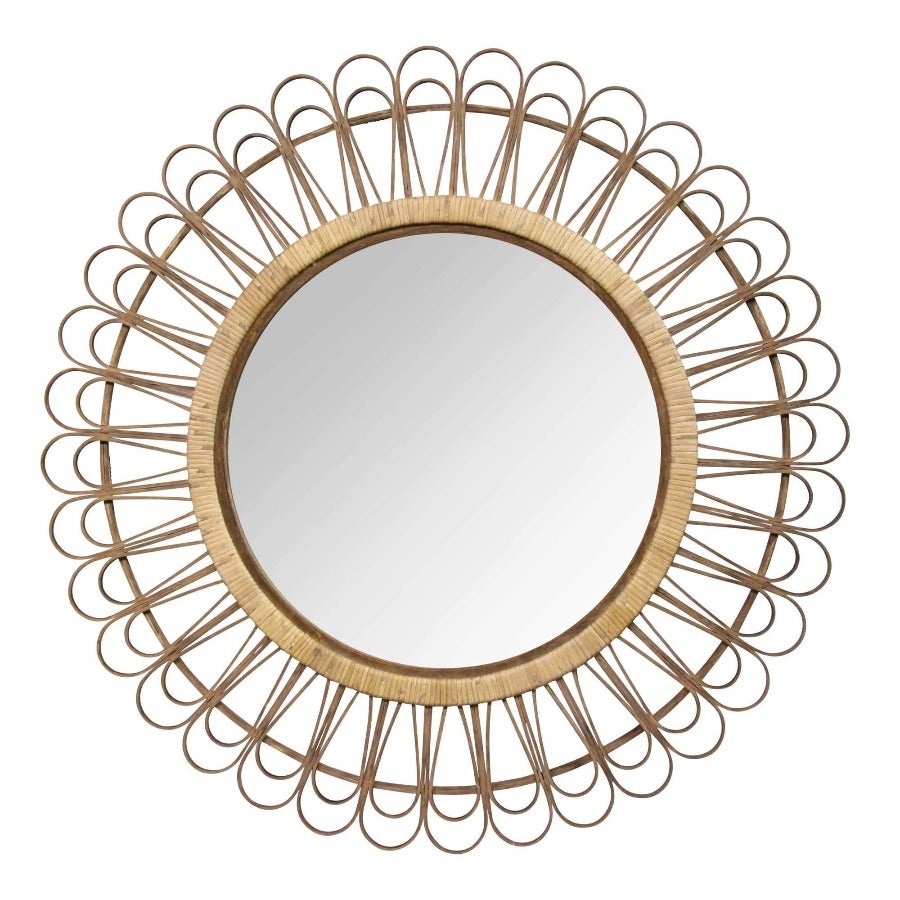 34" Bamboo Tulum Rattan Wall Mirror - Novus Decor Wall Decor