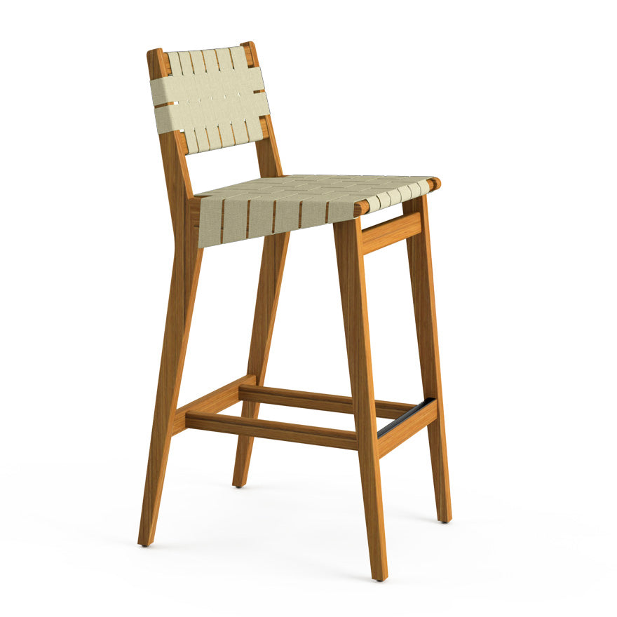 Risom Outdoor Stool with Webbed Seat and Back