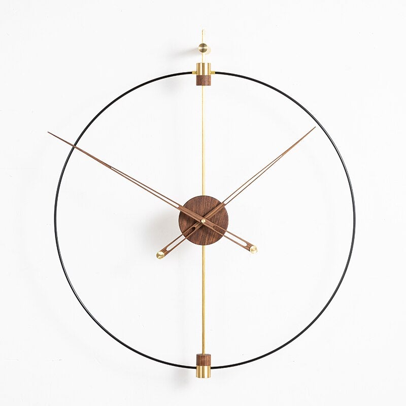 Minimalist Metal Walnut Wall Clock - Novus Decor Wall Decor