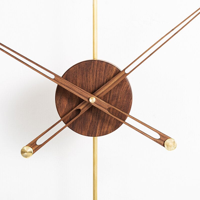 Minimalist Metal Walnut Wall Clock - Novus Decor Wall Decor