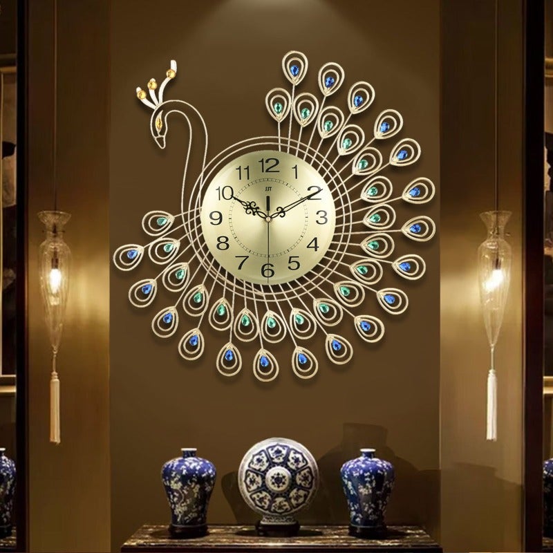 Peacock Metal Wall Clock - Novus Decor Wall Decor
