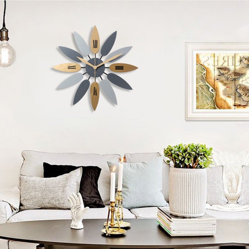 Nordic Wooden Leaf Wall Clock - Novus Decor Wall Decor