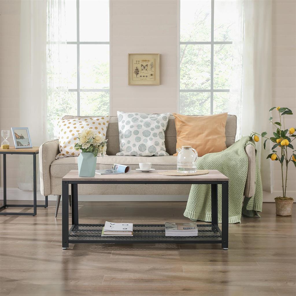 Gray Coffee Table with Shelf