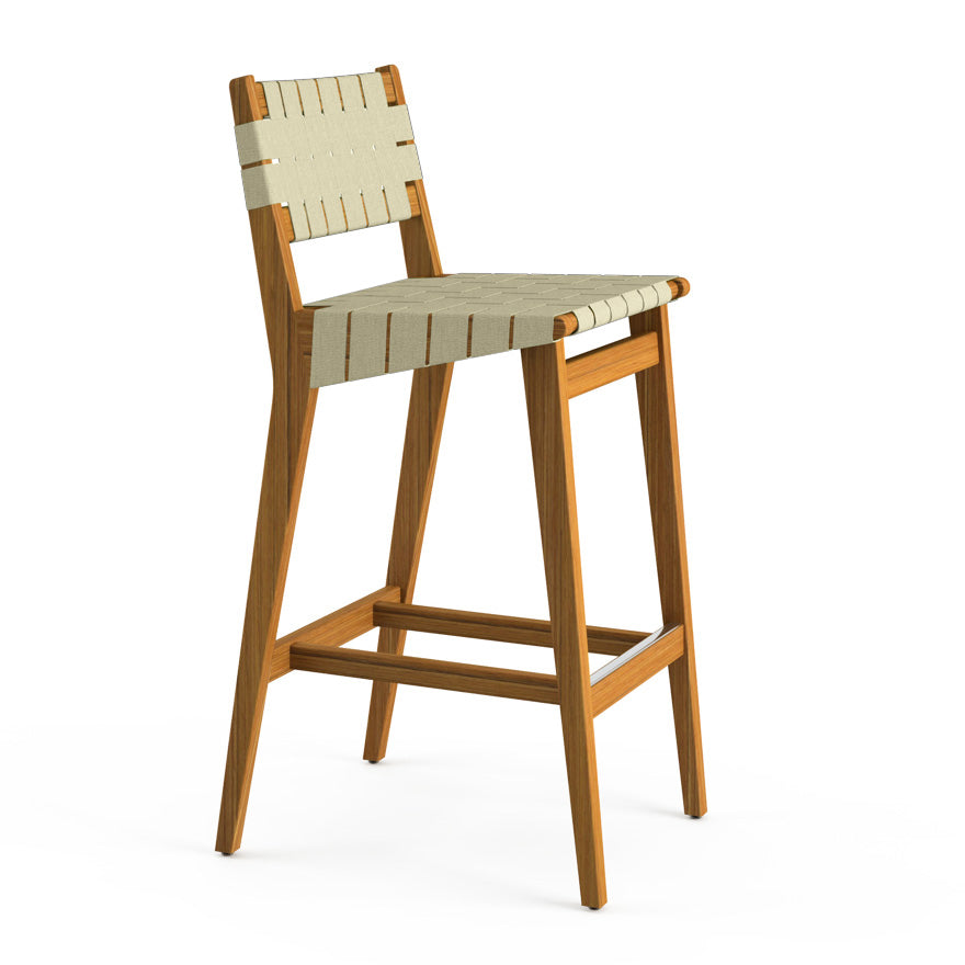 Risom Outdoor Stool with Webbed Seat and Back