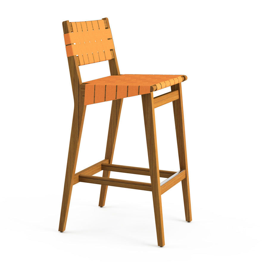 Risom Outdoor Stool with Webbed Seat and Back