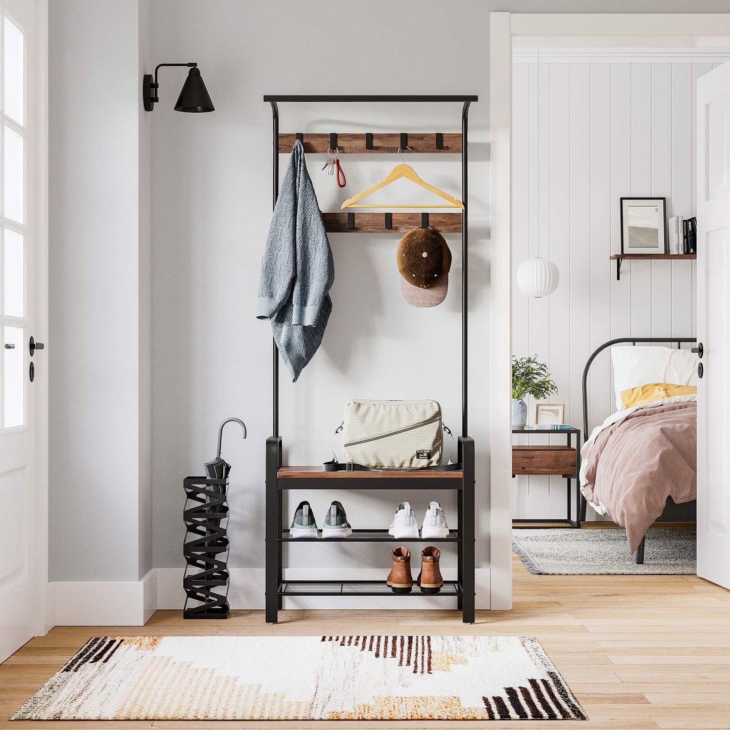 Coat Rack Hazelnut Brown and Black