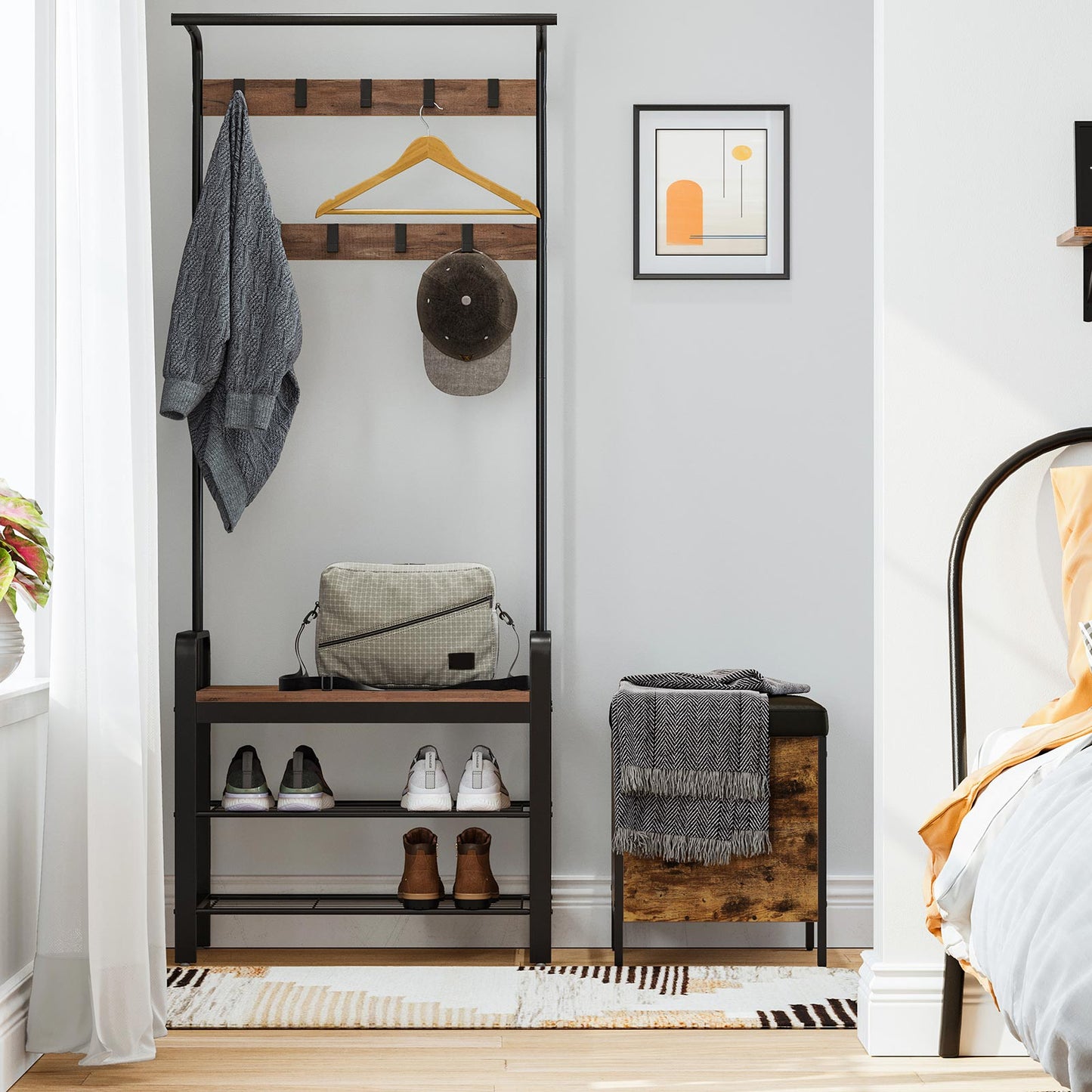Coat Rack Hazelnut Brown and Black