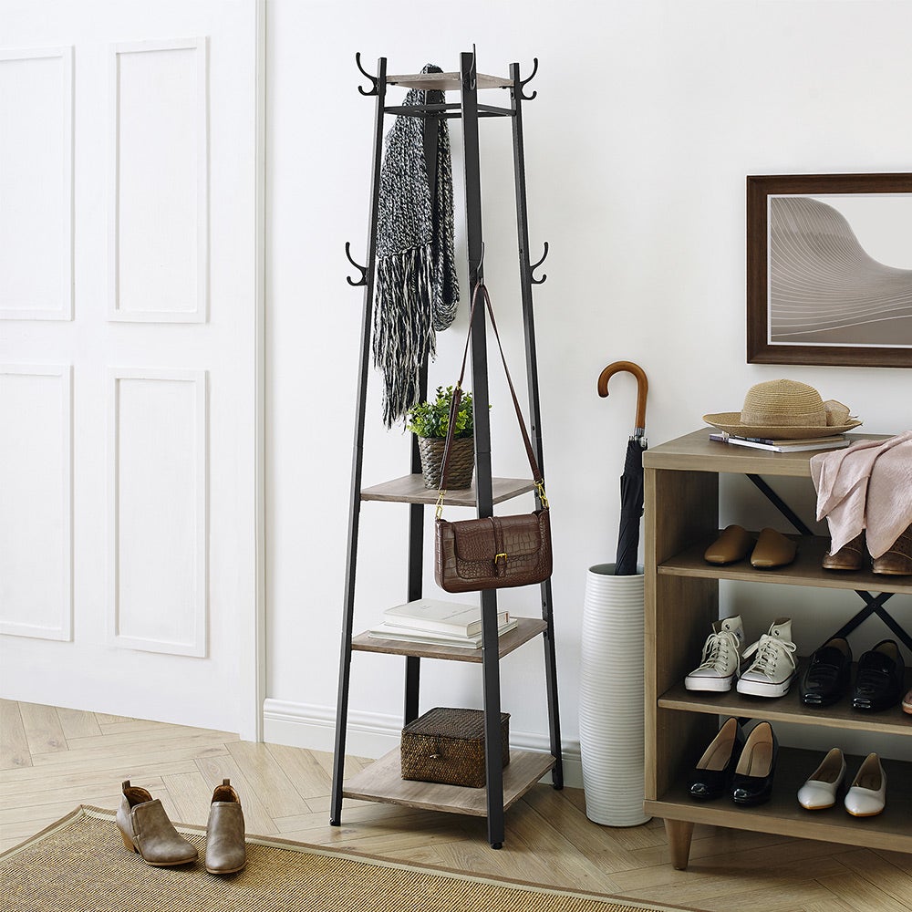Coat Rack Stand with 3 Shelves