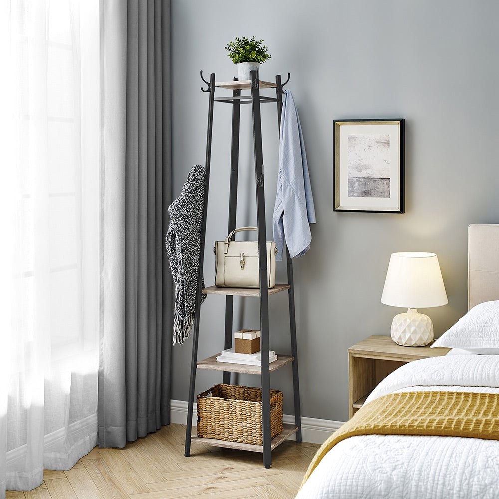 Coat Rack Stand with 3 Shelves