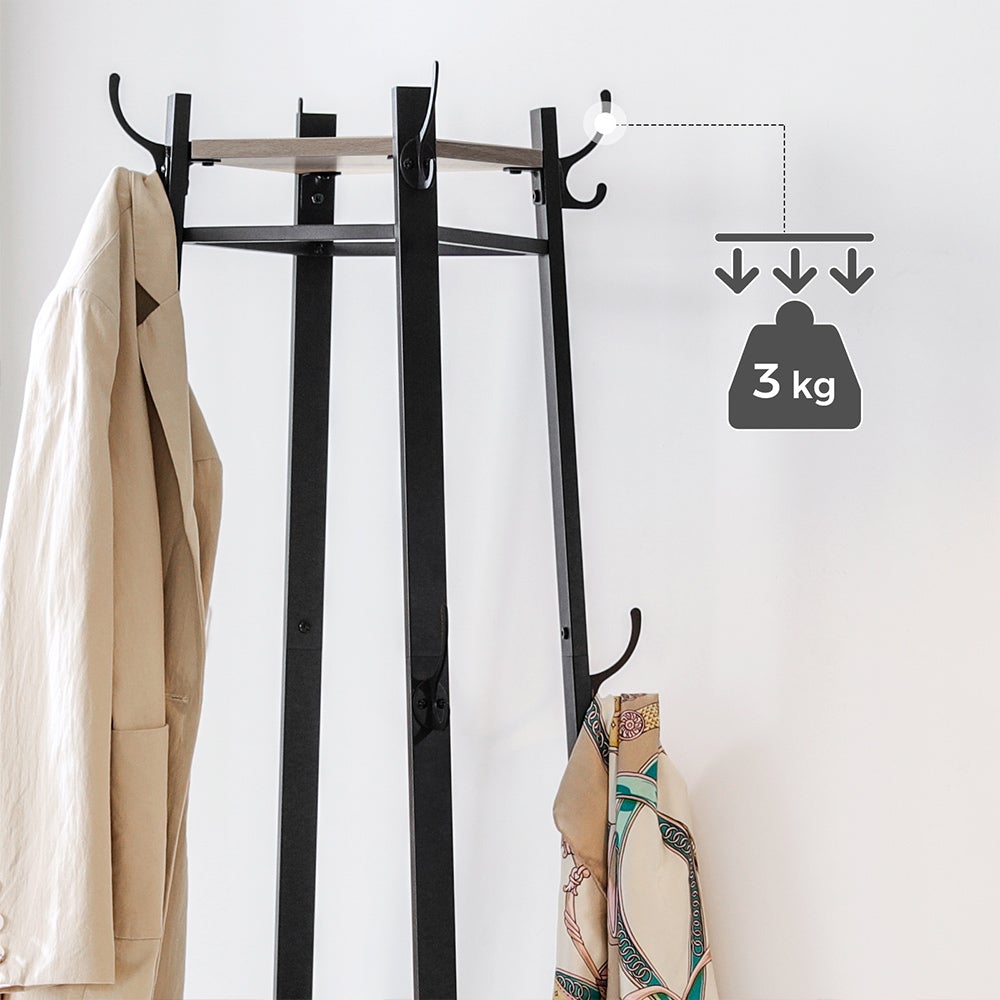 Coat Rack Stand with 3 Shelves