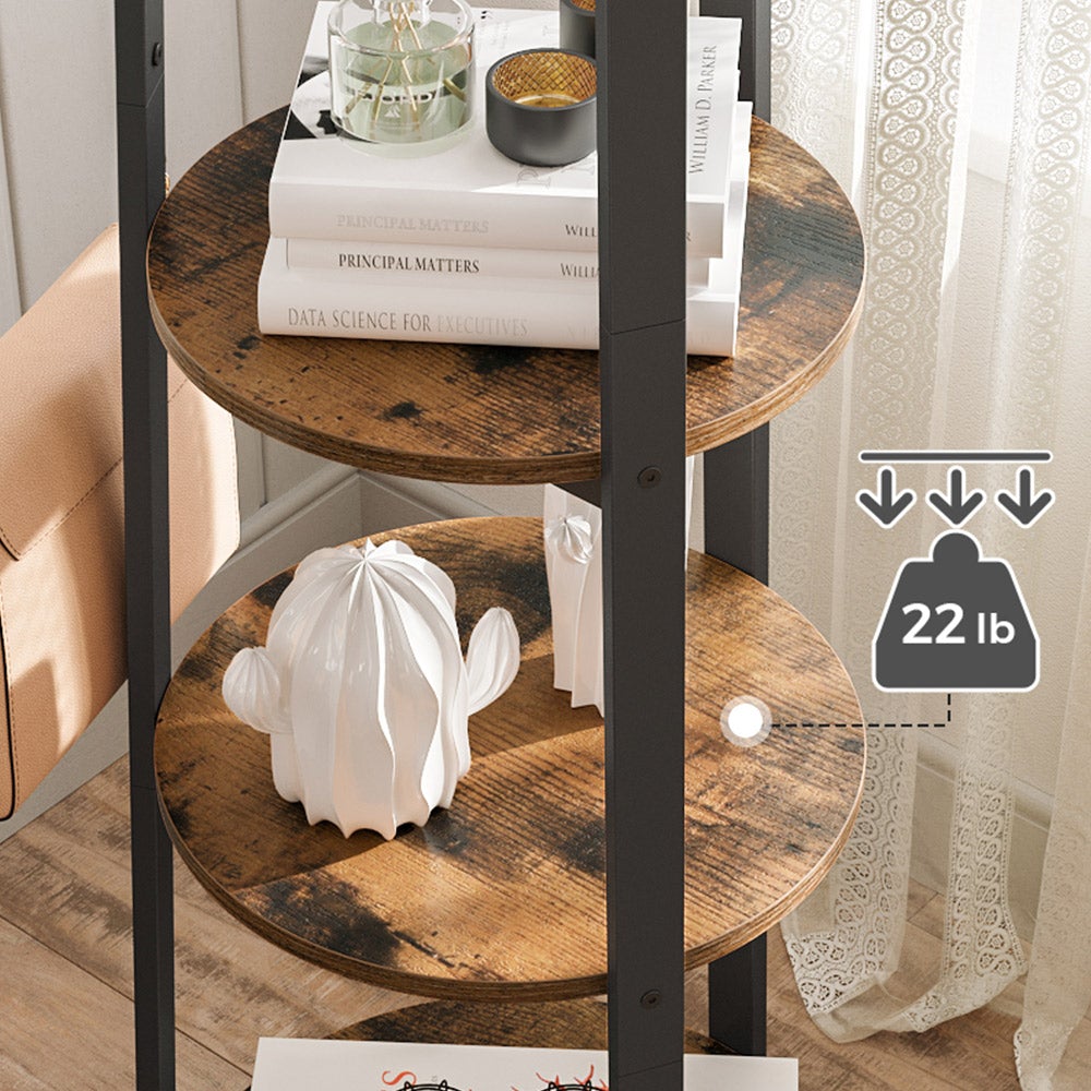 Coat Stand with 6 Hooks 3 Round Shelves
