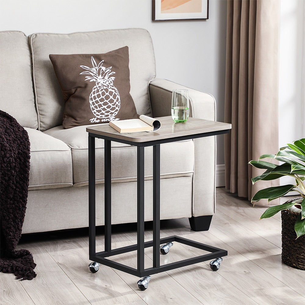 C Shaped Snack Table with Metal Frame