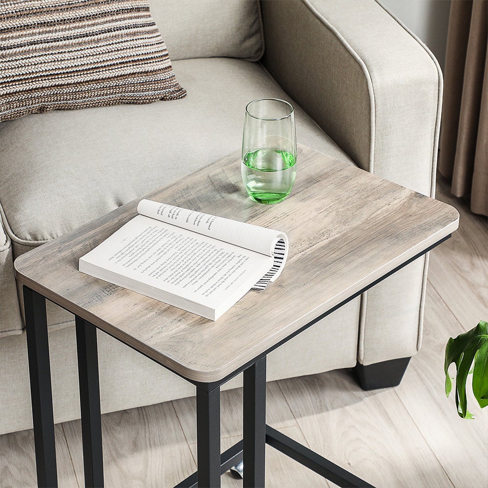 C Shaped Snack Table with Metal Frame