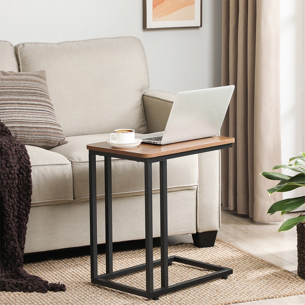 C Shaped Snack Table with Metal Frame