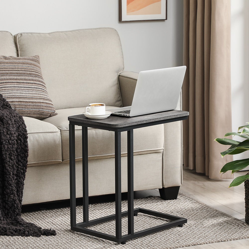 C Shaped Snack Table with Metal Frame