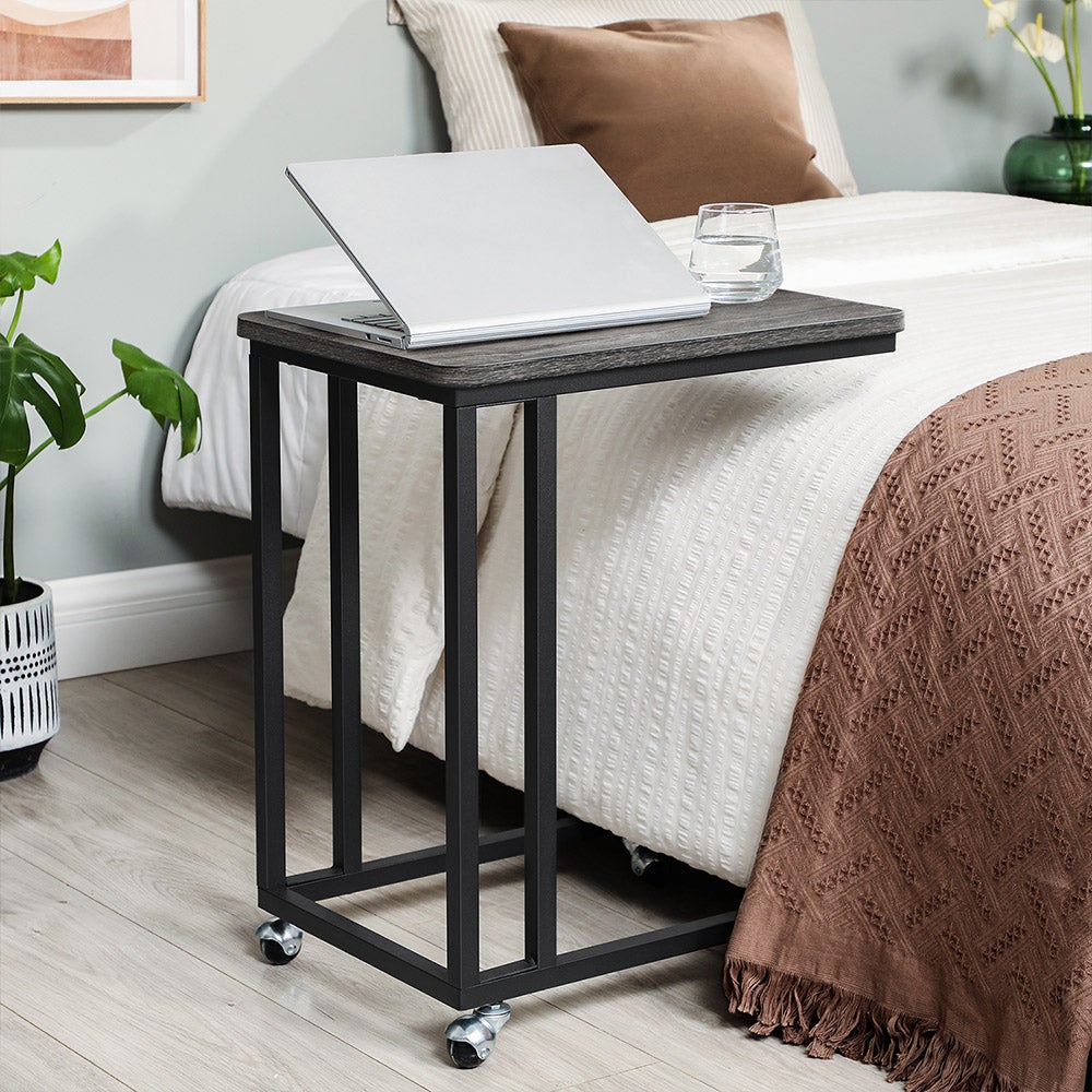 C Shaped Snack Table with Metal Frame