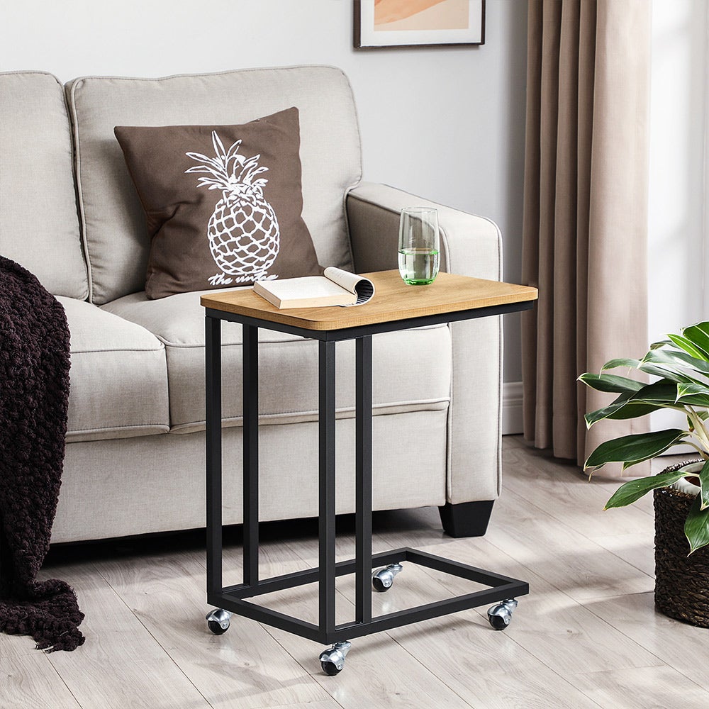 C Shaped Snack Table with Metal Frame