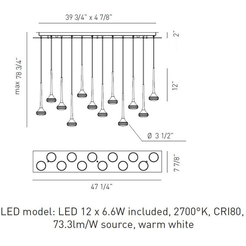 Fairy 12 Light Linear Cluster Pendant Light
