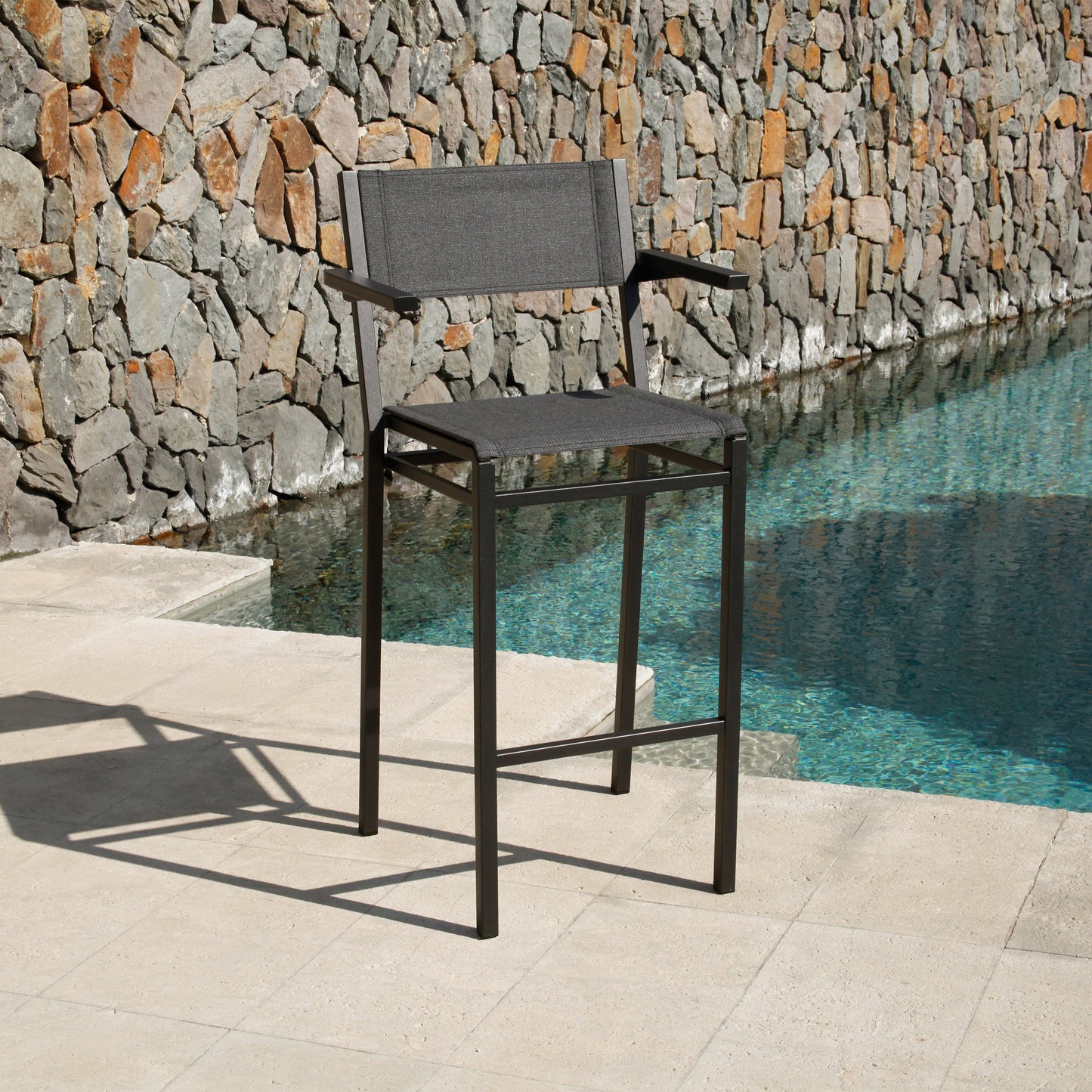 Equinox Counter Height Carver Chair With Teak Armrests