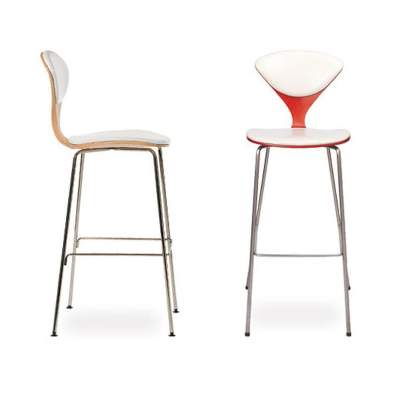 Bar Stool with Chrome Base - Upholstered Seat and Back