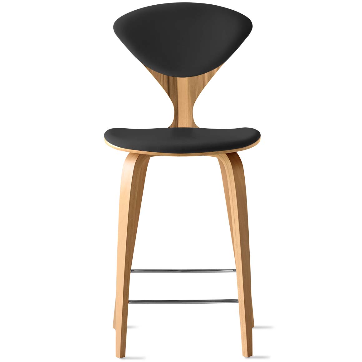 Bar Stool with Wood Base - Upholstered Seat and Back