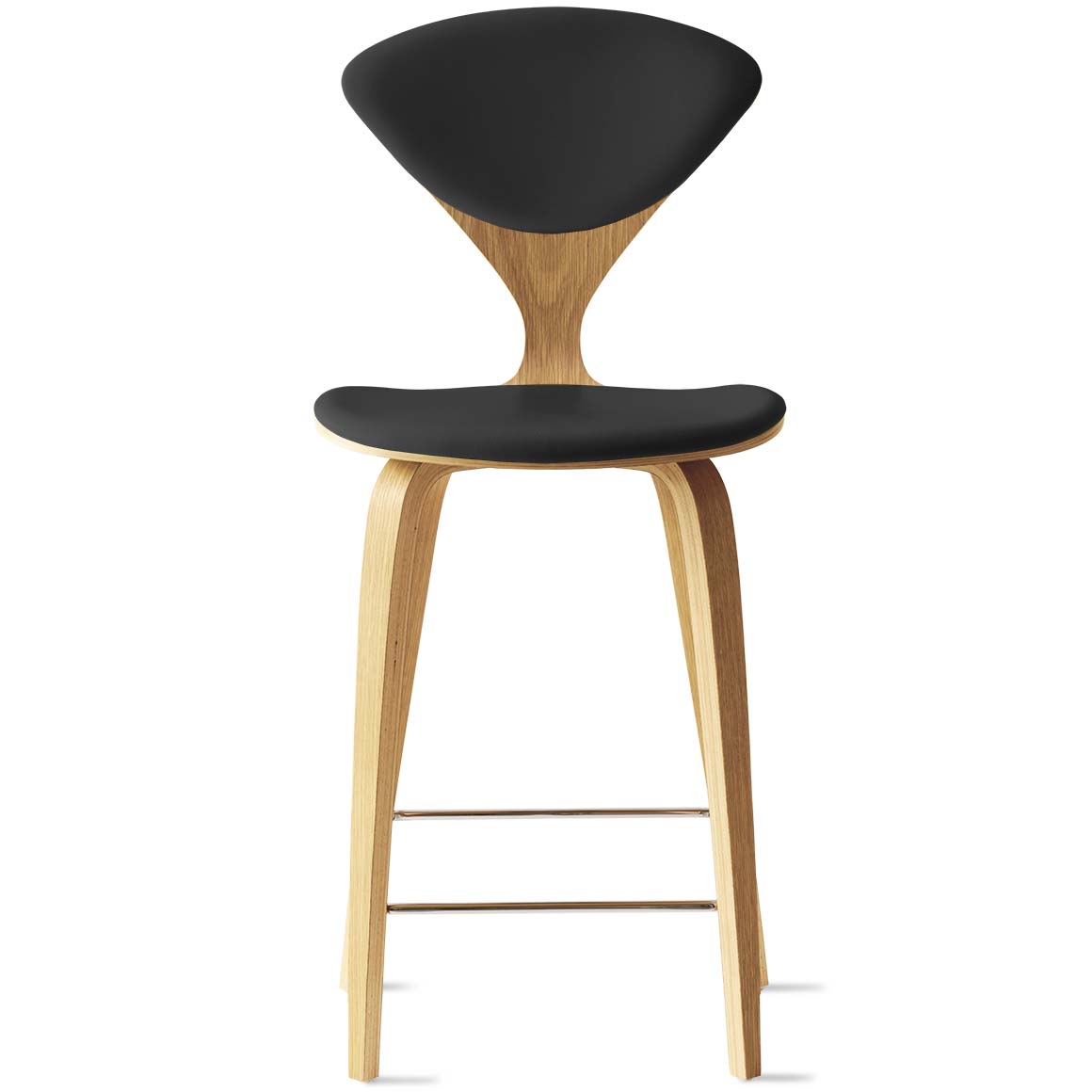 Bar Stool with Wood Base - Upholstered Seat and Back
