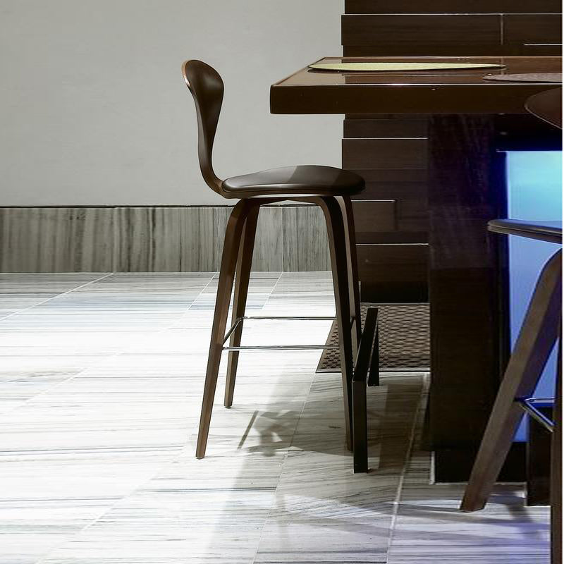 Bar Stool with Wood Base - Upholstered Seat