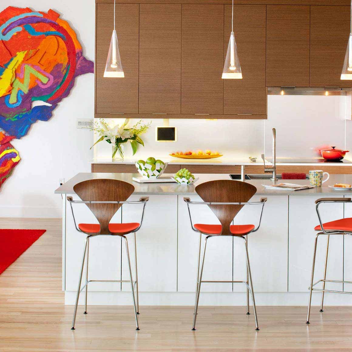 Counter Stool with Arms - Upholstered Seat