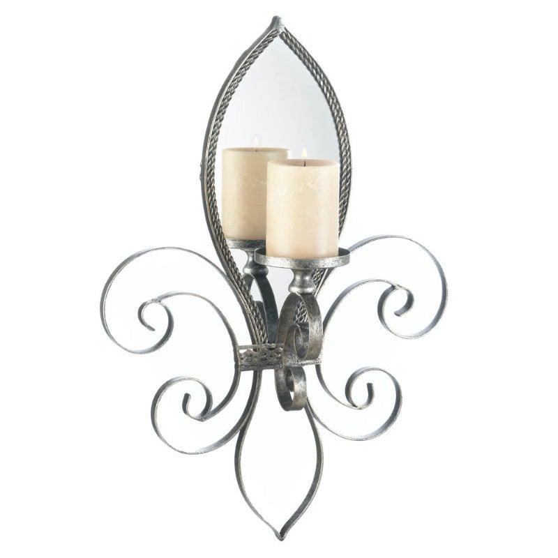 Fleur-De-Lis Mirrored Wall Sconce - Novus Decor Wall Decor