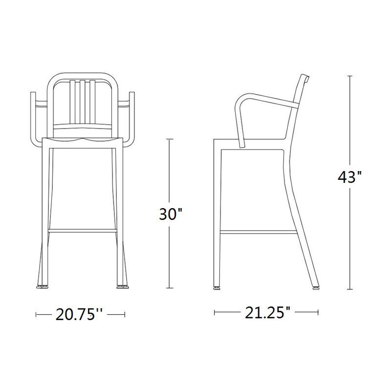 Navy Stool with Arms