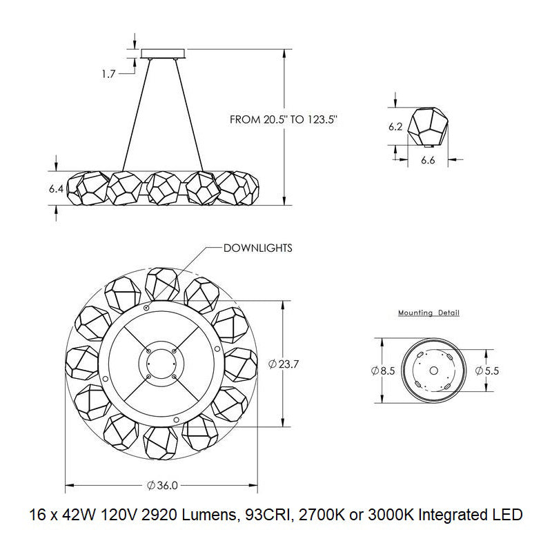 Gem Radial Ring Chandelier