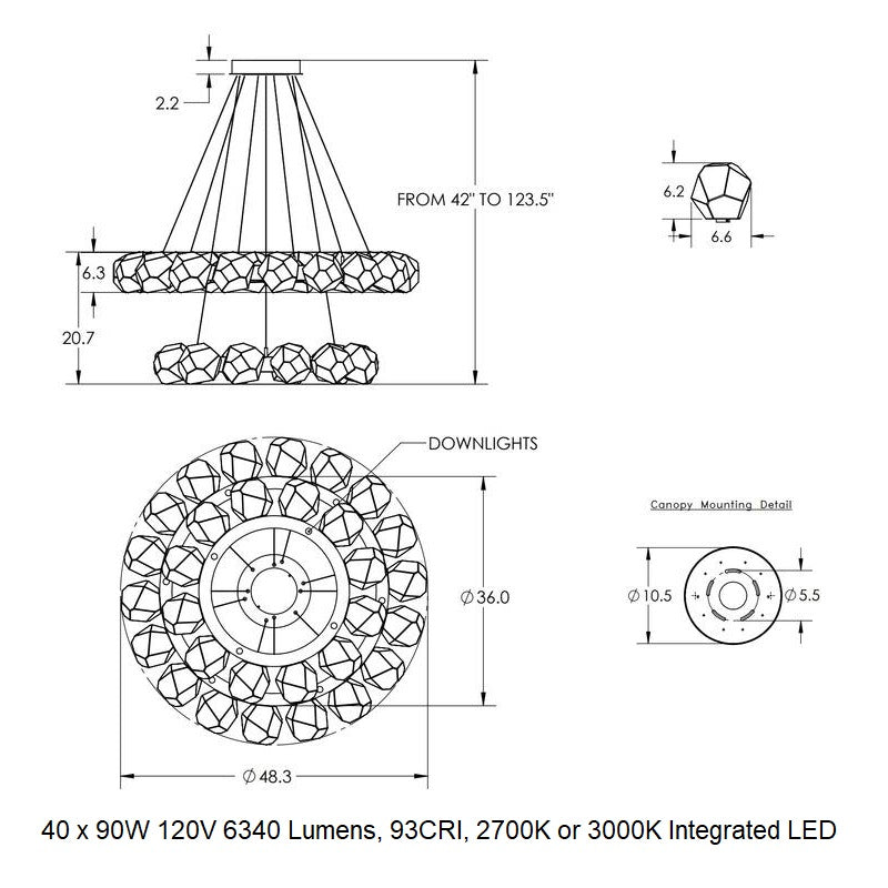 Gem Radial Two Tier Ring Chandelier