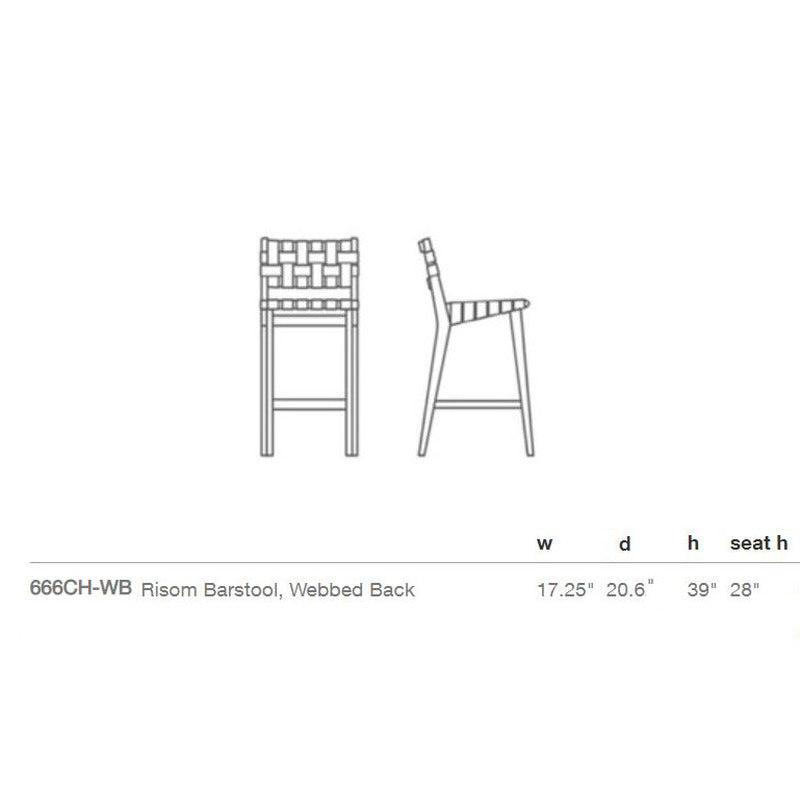 Risom Outdoor Stool with Webbed Seat and Back