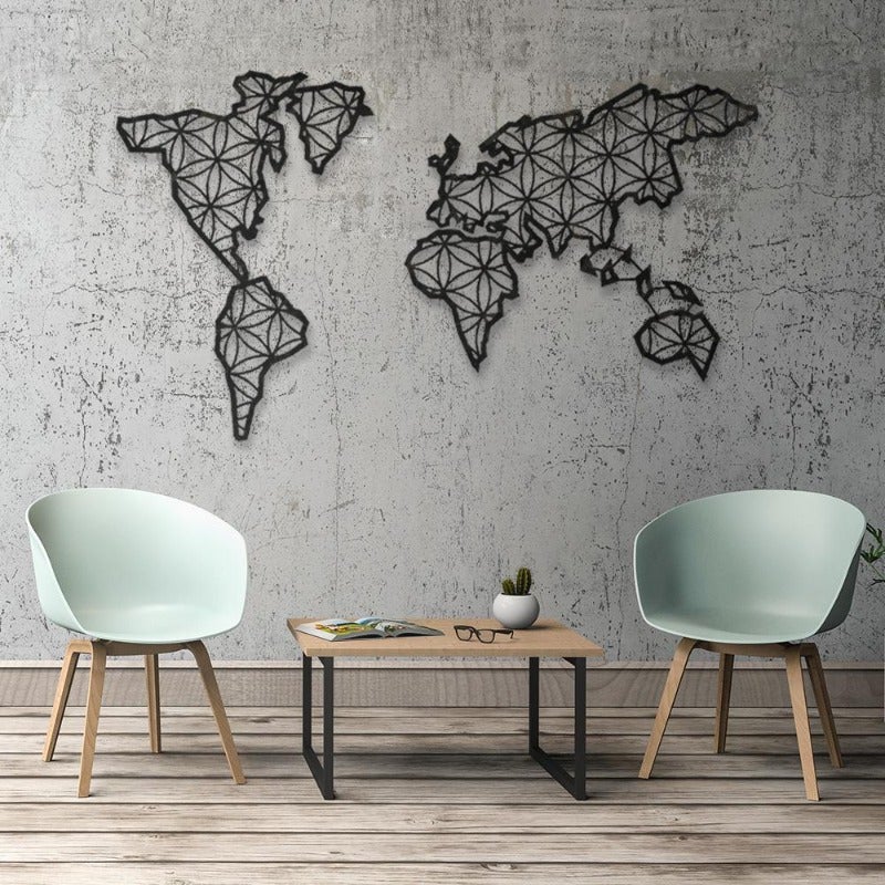 Liv - Metal World Map Wall Art - Novus Decor Wall Decor