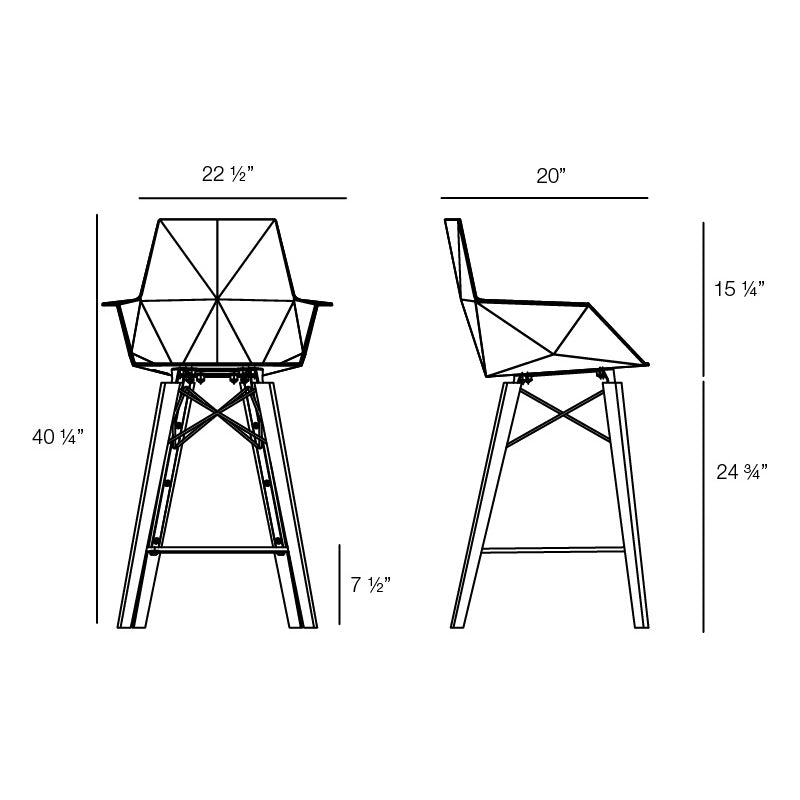 Faz Wood Stool with Arms (Set of 4)